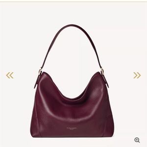 Aspinal of London Hobo Bag - Burgundy Pebble Leather